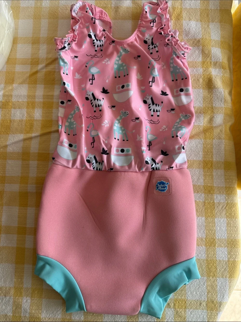 Pink Girls' One-Piece Swimsuit with built in swim diaper